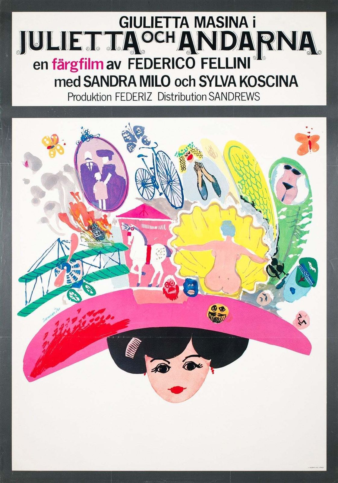 Juliet Of The Spirits 1966 Swedish Film Poster, Bengt Serenander