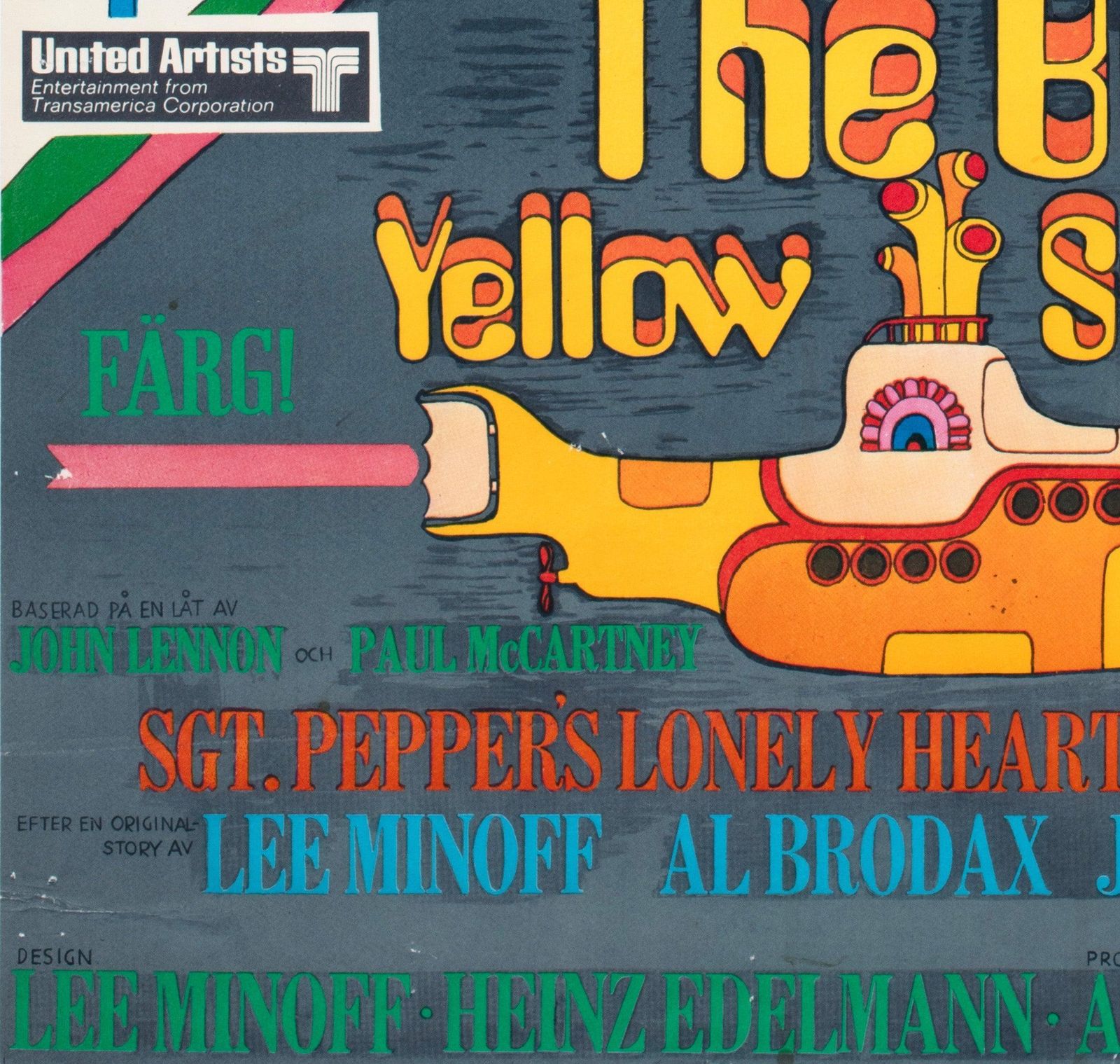 Affiche de cinéma suédoise The Beatles Yellow Submarine, 1968, Heinz Edelmann photo buy