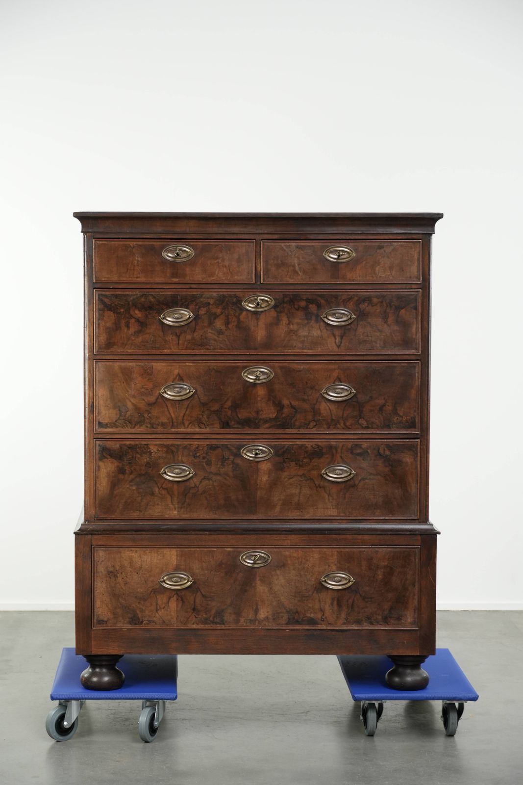Large Antique 18th Century English Oak Double Chest Of Drawers With Burr Walnut Veneer And A Very Beautiful Appearance. photo furniture
