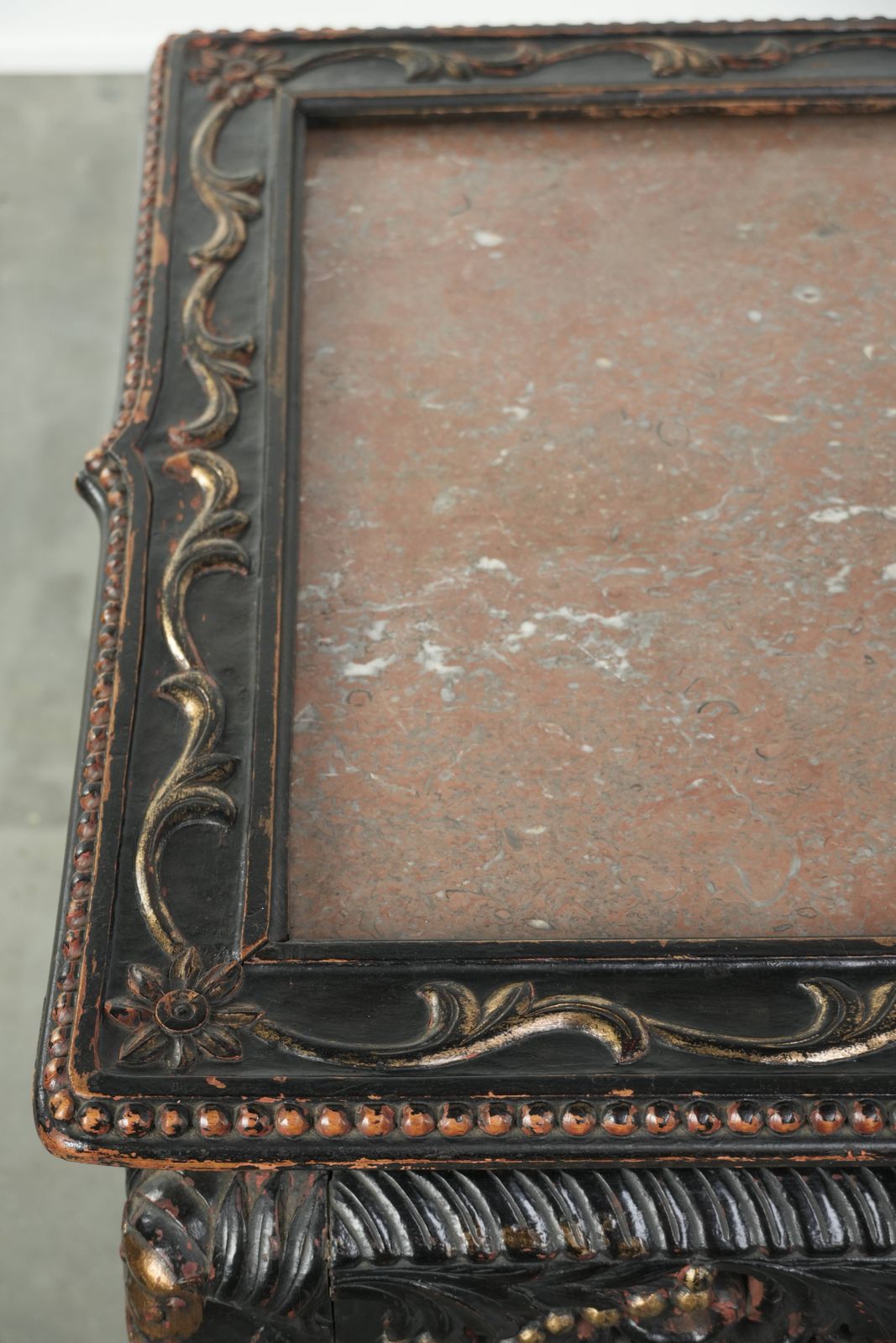 Stunning, Rare, Colorful Antique Chinese 19th Century Wooden Side Table/Opium Table With A Marble Top photo vintage