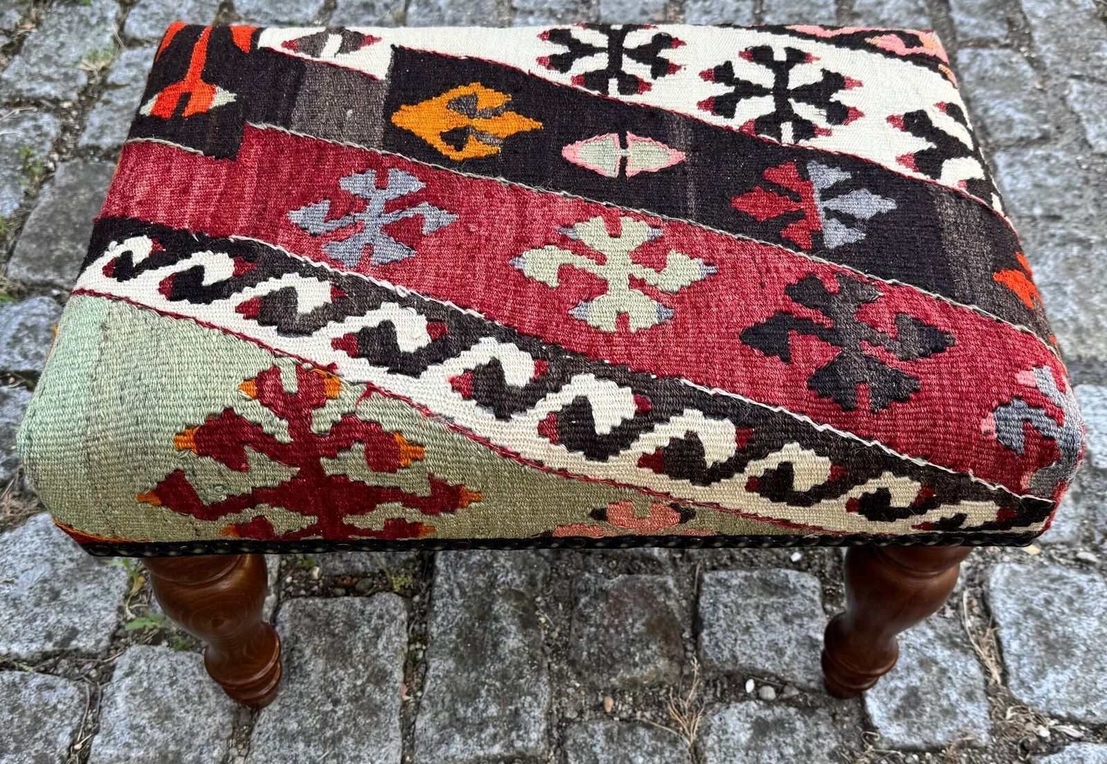 Kilim Covered Stool 0.52m X 0.37m X H0.37m photo 390.0