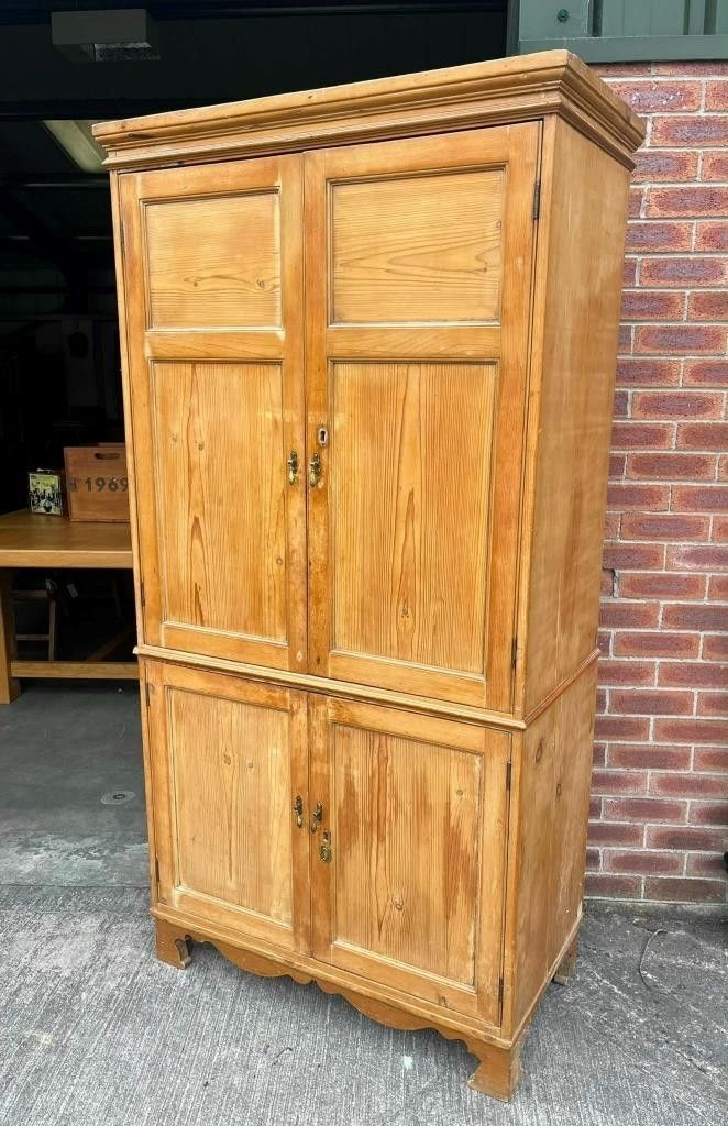 Antique 19th C Pine Large 4 Door Kitchen Housekeepers Larder Pantry Cupboard photo furniture