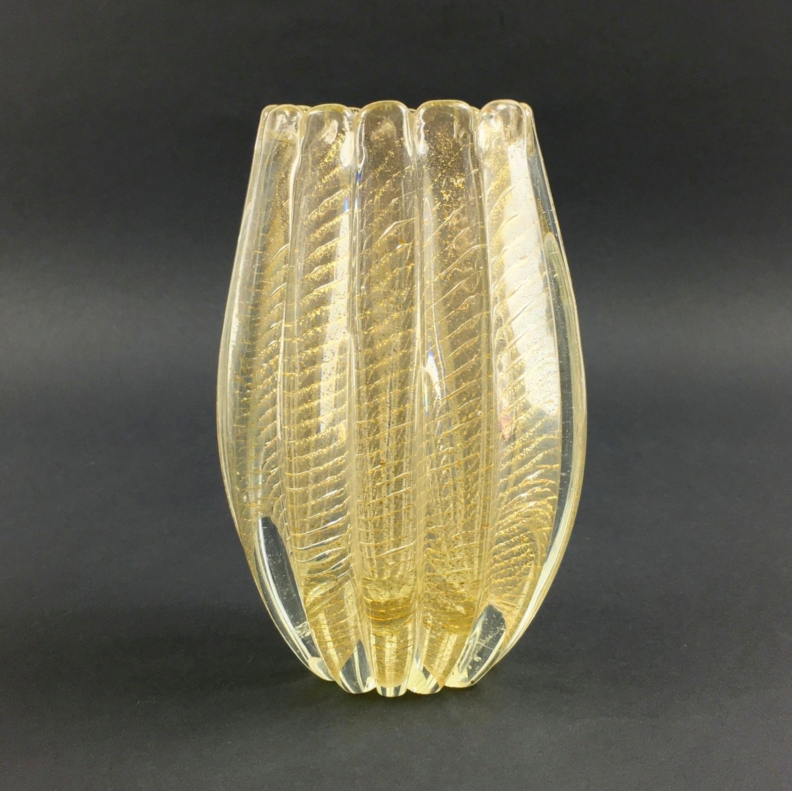 Mid Century Cordonato D'oro Murano Glass Vase From Barovier & Toso, Italy, 1950s photo furniture