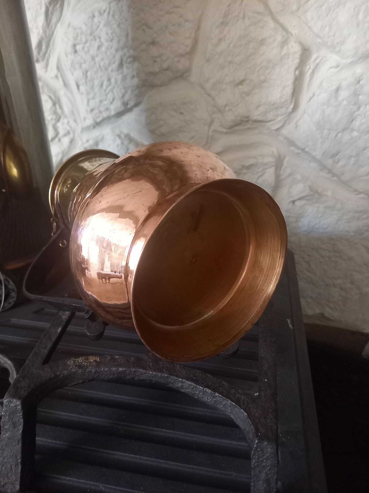 Copper Jug Pitcher Vintage French With Lid / Cup photo vinterior