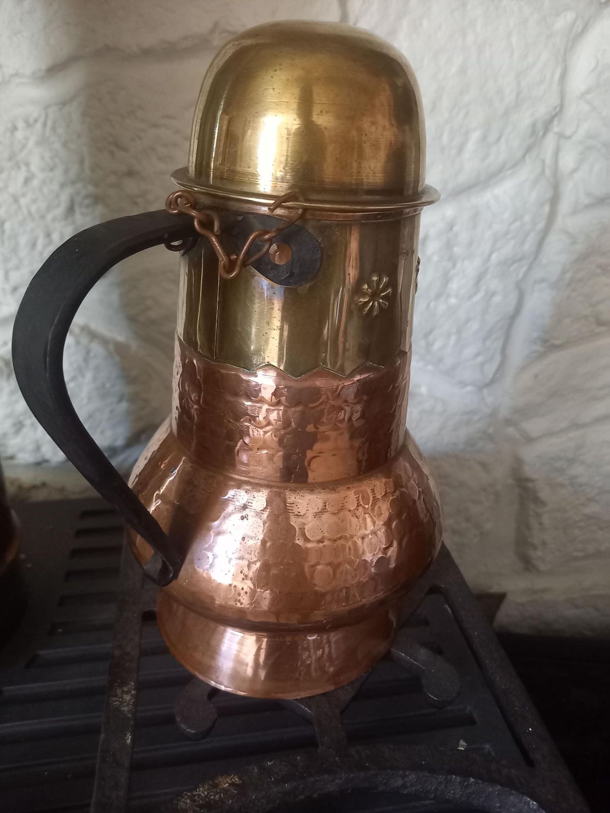 Copper Jug Pitcher Vintage French With Lid / Cup photo vintage