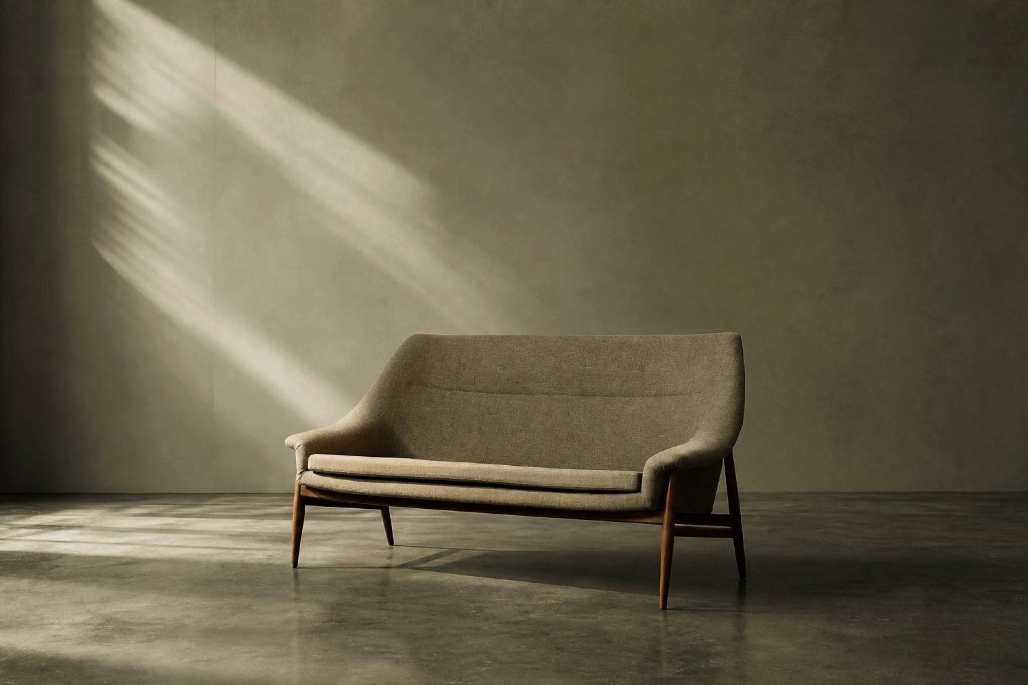 Canapé scandinave mid-century modern 2 places Grace en tissu brun, IKEA, 1961
