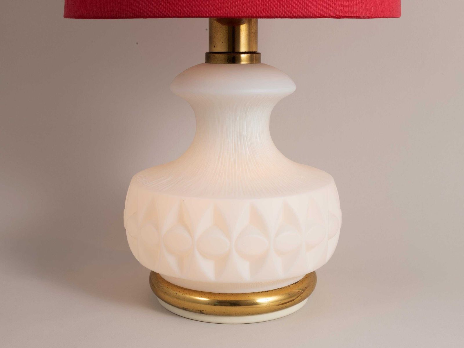 1960s Peill & Putzler Table Lamp Illuminated Base | Mid Century Modern Floor Accent Light Modernist Raspberry Red Atomic Age Space White photo 805.0