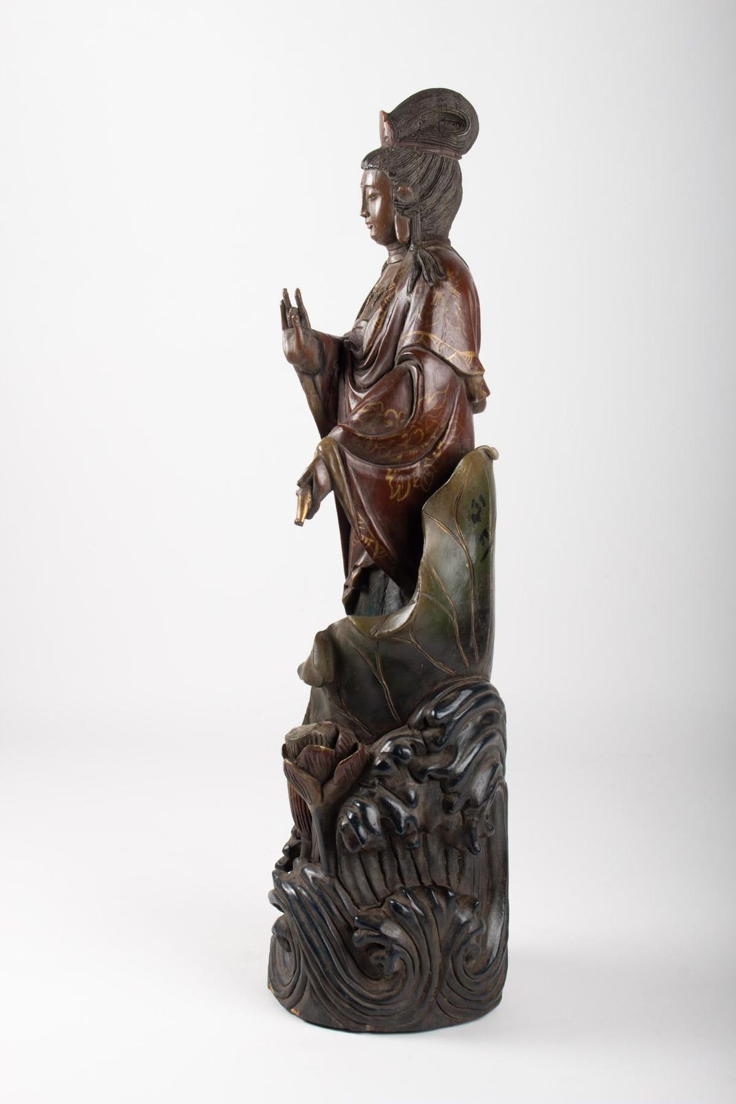 Guanyin In Carved Wood And Polichrome, China, Early 20th Century, Asian Art photo 1711.2