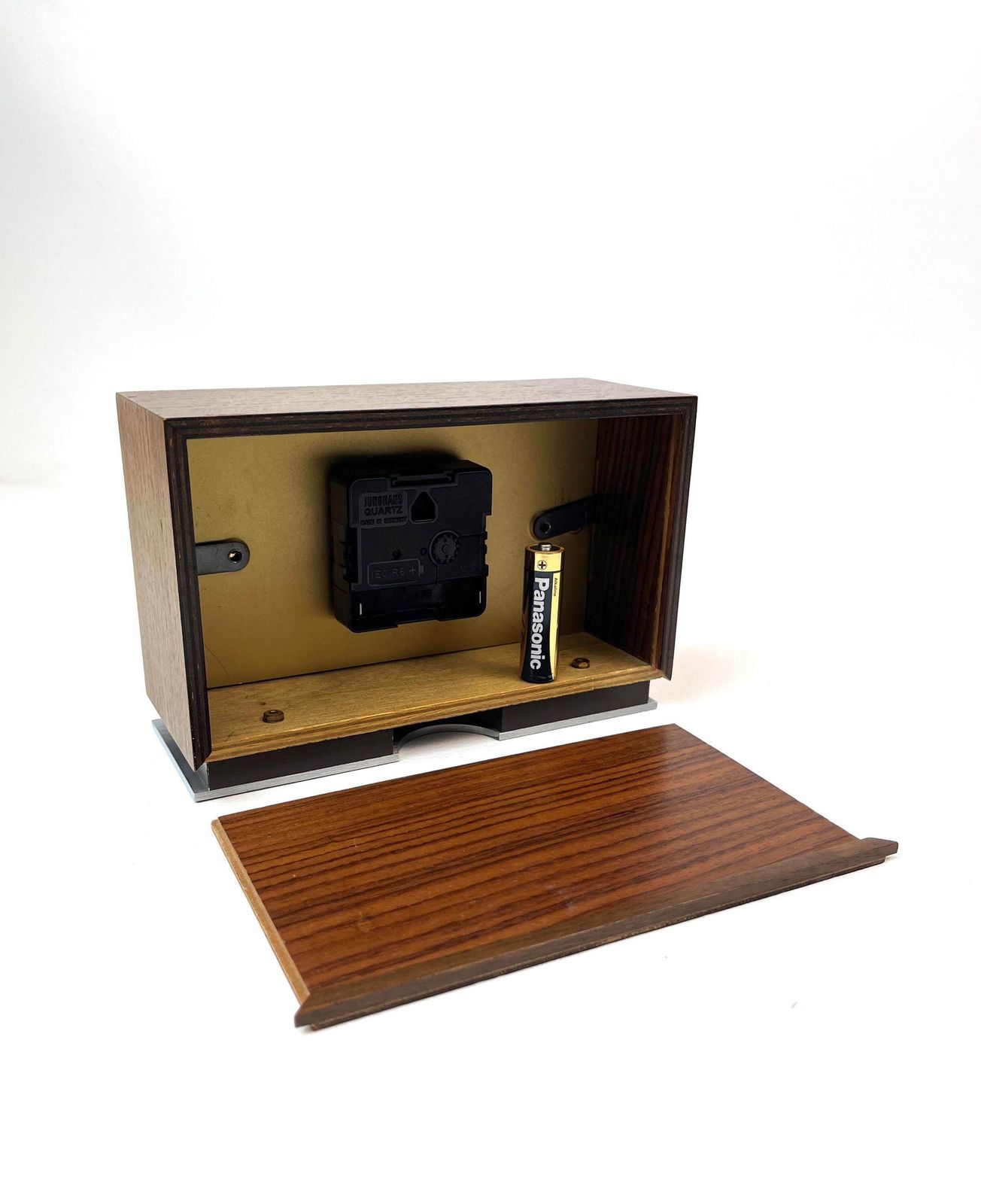 Mid-Century Bureauklok Teak en Chroom van Diehl, Duitsland, 1960 photo vintage