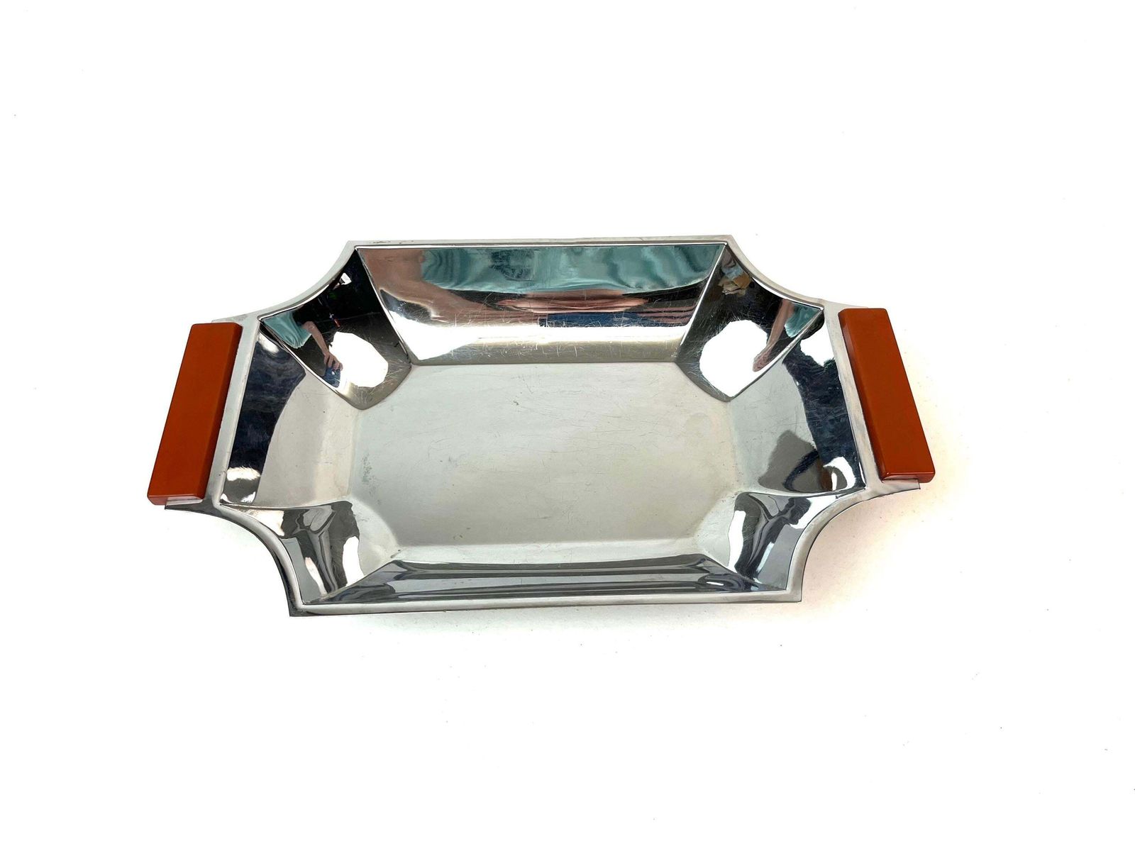 Very Rare Avantgarde Bauhaus Art Deco Fruit Bowl Center Of Table Chrome & Bakelite By Mussbach photo Home Decor