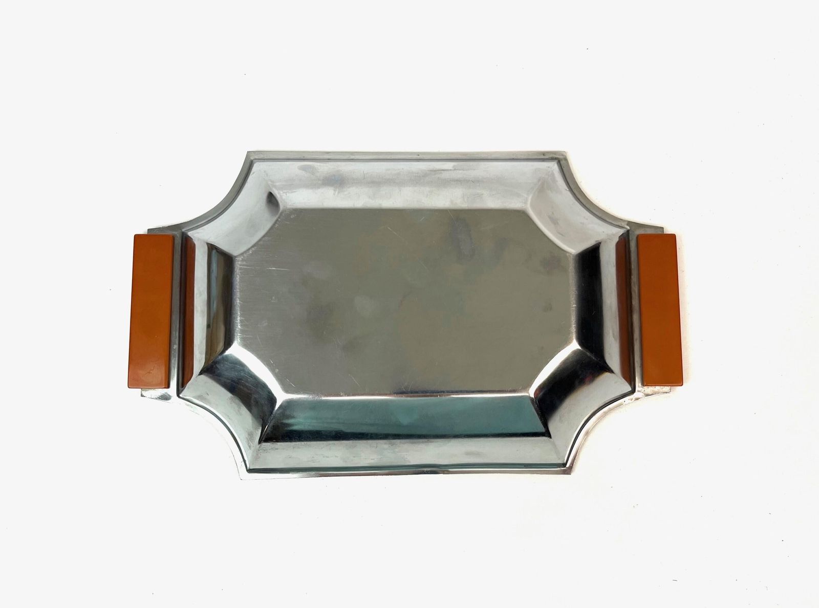 Very Rare Avantgarde Bauhaus Art Deco Fruit Bowl Center Of Table Chrome & Bakelite By Mussbach photo vinterior