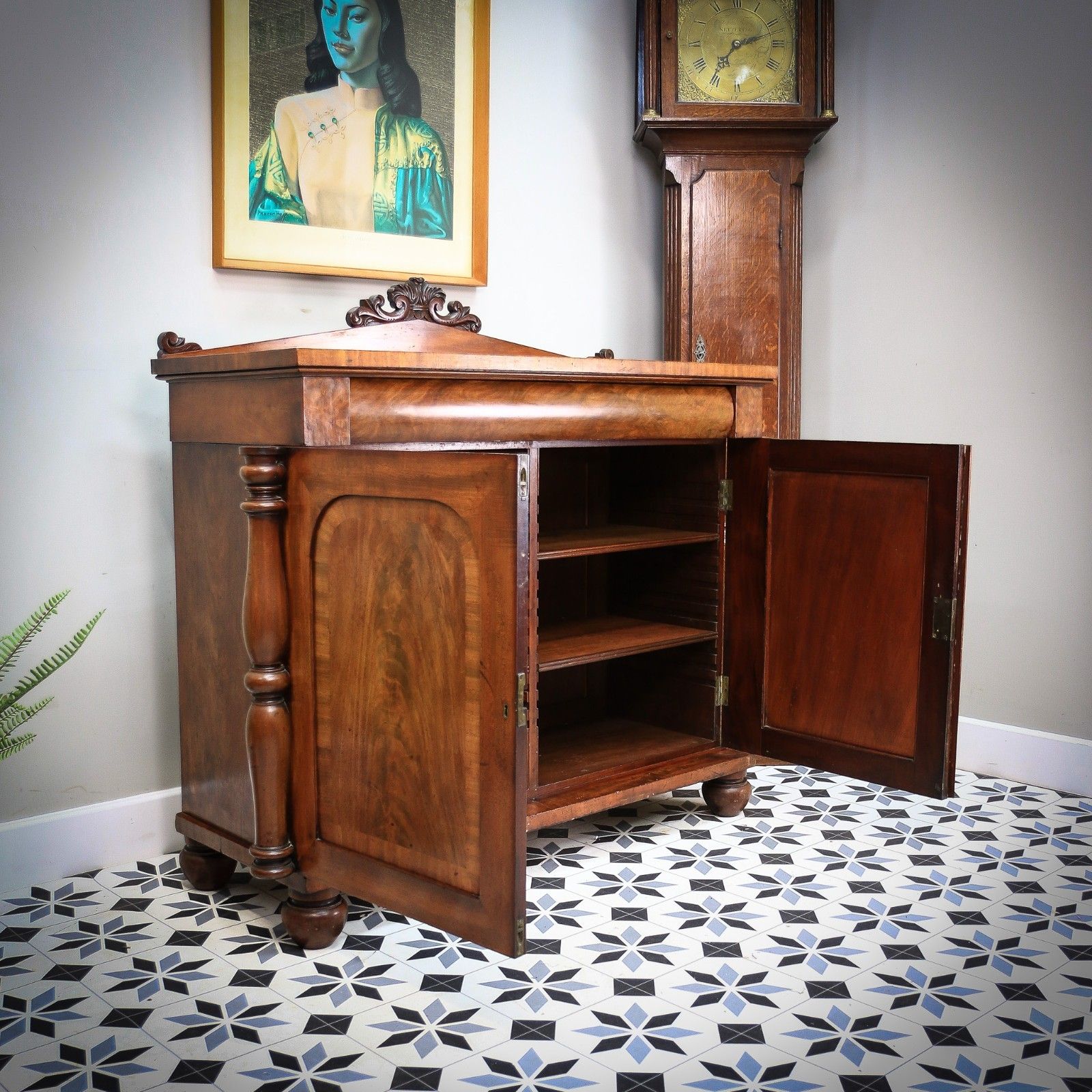 Antique Mahogany Chiffonier Sideboard Victorian With Fitted Interior. photo vintage