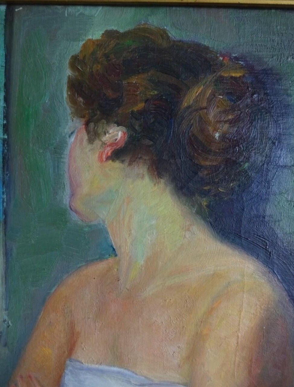 Antiek olieverfschilderij portret vrouw danser impressionistisch 20e eeuw photo for sale