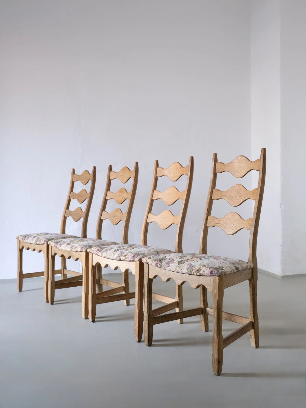 photo for sale 4 Ladder Back Dining Chairs By Henning Kjaernulf | Denmark | 1950s
