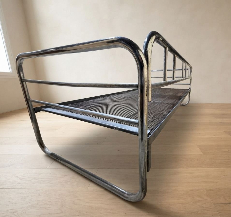 Vintage Chromen Buisstalen Daybedframe, Midden 20e Eeuw, Tsjechoslowakije, 190 × 86 × 67 cm photo furniture