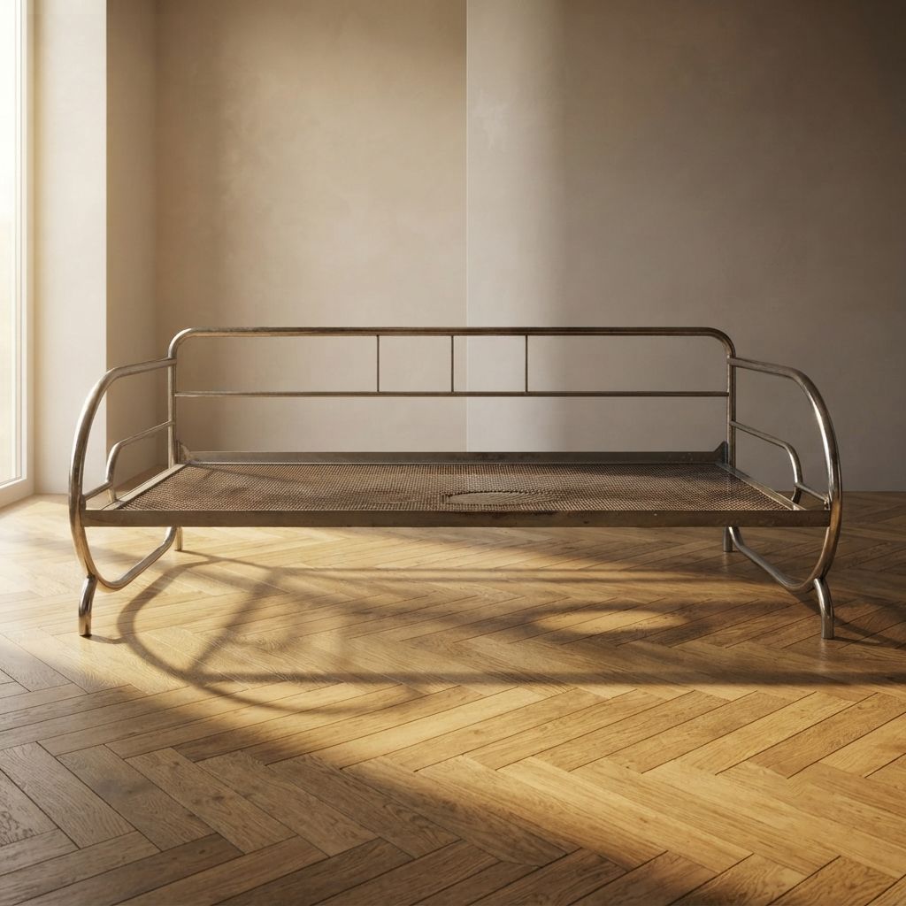 Vintage Chromen Buisstalen Daybedframe, Midden 20e Eeuw, Tsjechoslowakije, 194 × 80 × 72 cm