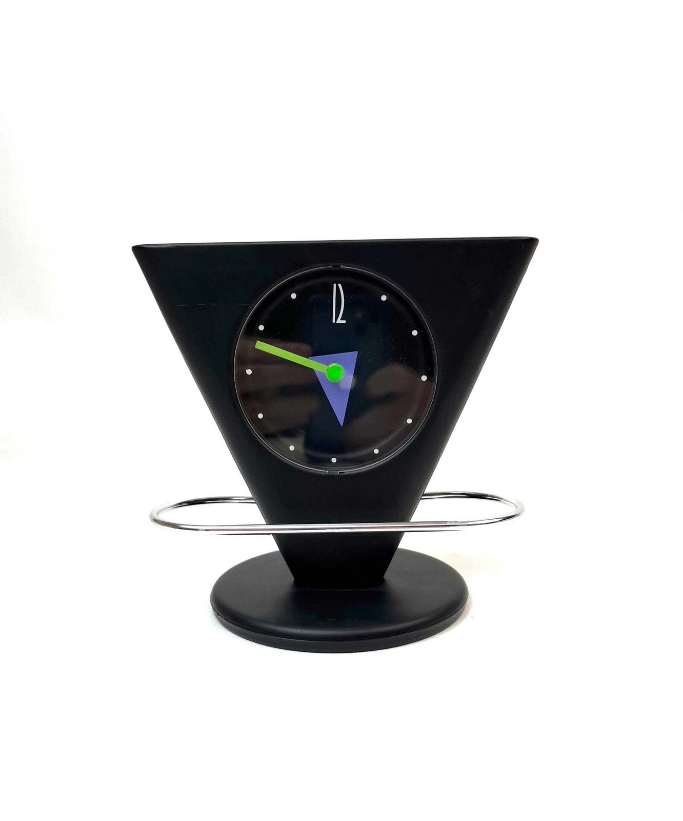 Stunning Mid Century 80s Postmodern Triangle Pendulum Desk Clock photo furniture