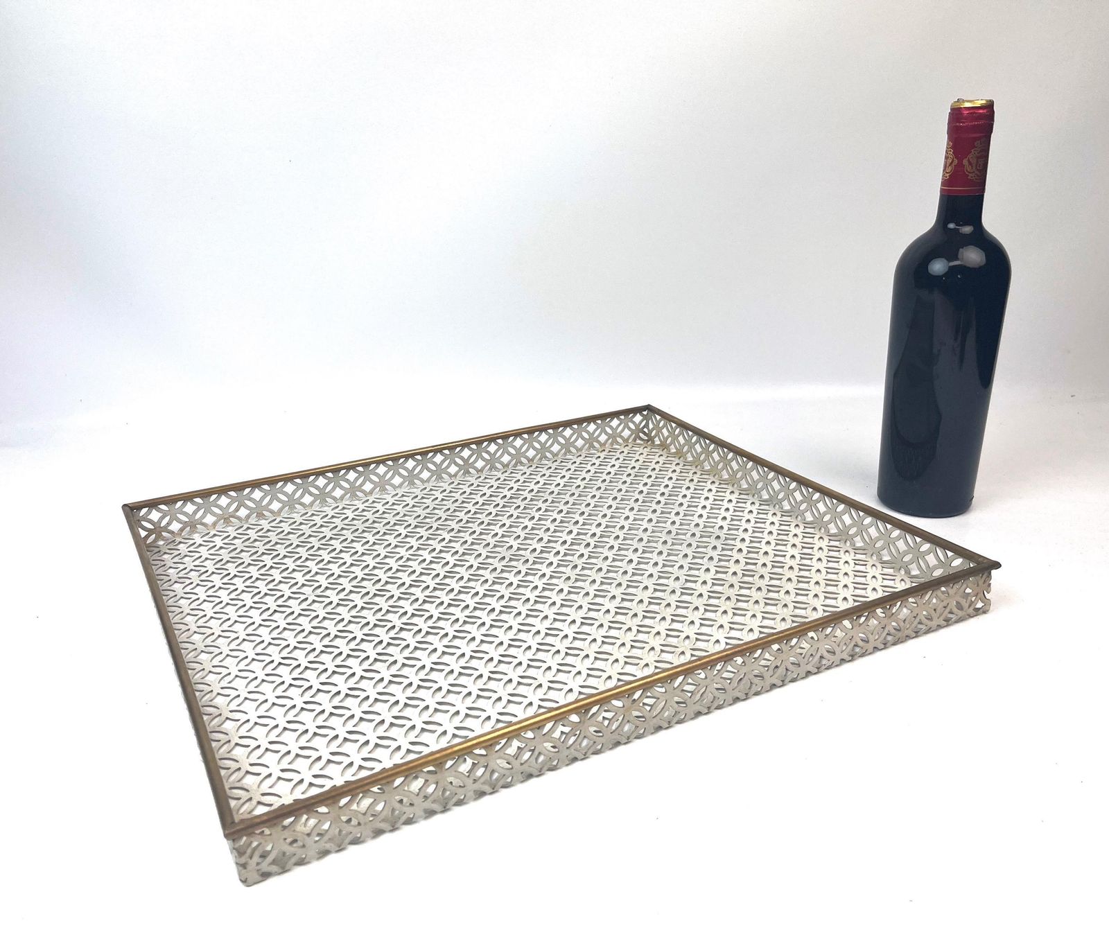 Stunning Large Mathieu Mategot Age Mid Century Perforated Metal Serving Tray France 1950
