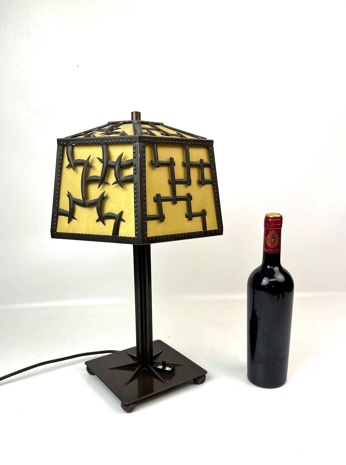 Grote Avantgarde Bauhaus Cubistische Bureaulamp Art Deco Duitsland ca. 1925 photo vinterior