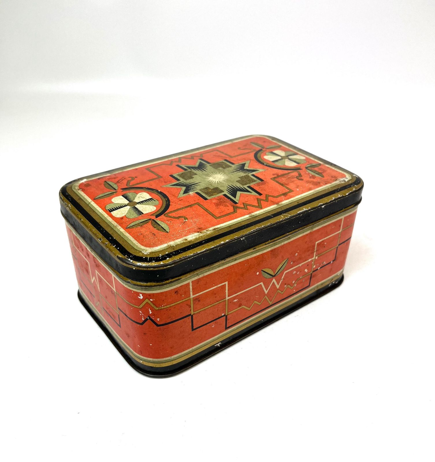 Rare Red Art Deco Avantgarde Suprematism Cubist Bauhaus Tin Box Germany 1925