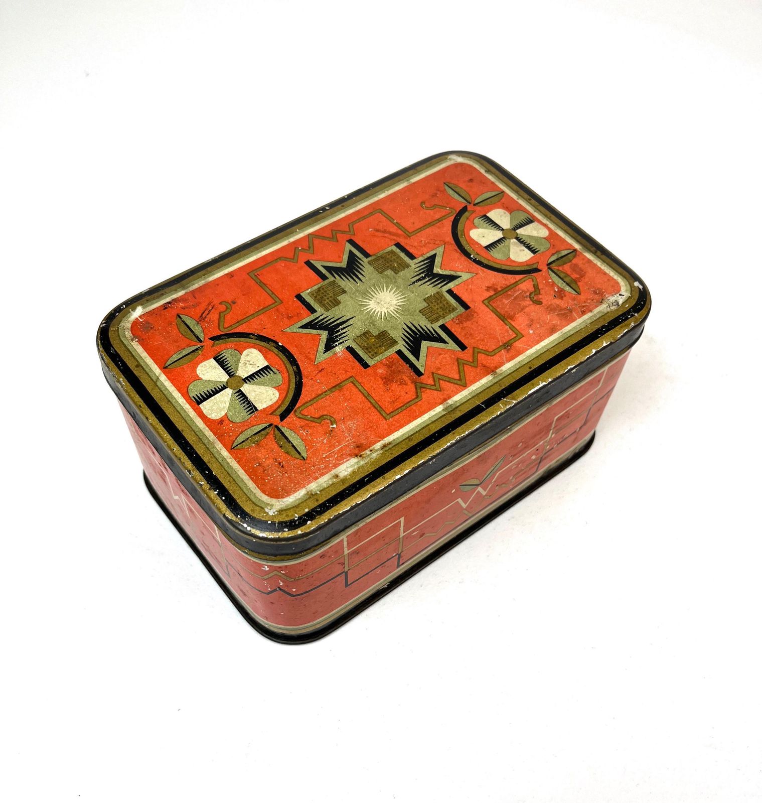 Boîte en métal rouge Art déco, avant-garde, suprématisme, cubisme, Bauhaus, Allemagne, 1925 photo furniture