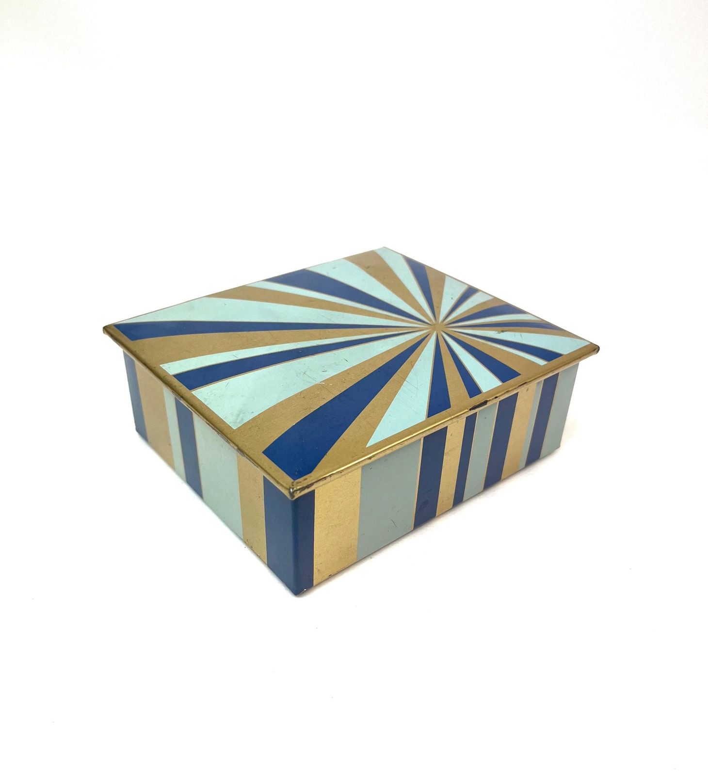 Beautiful Rare Art Deco Bauhaus Sunray Suprematism Decorative Tin Box