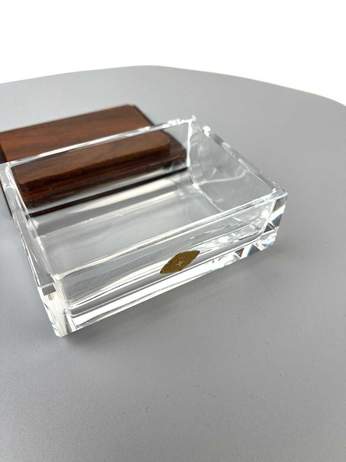 Boîte à bijoux Art Deco Bauhaus cubiste en verre cristal et palissandre, par Josephienhütte photo vinterior