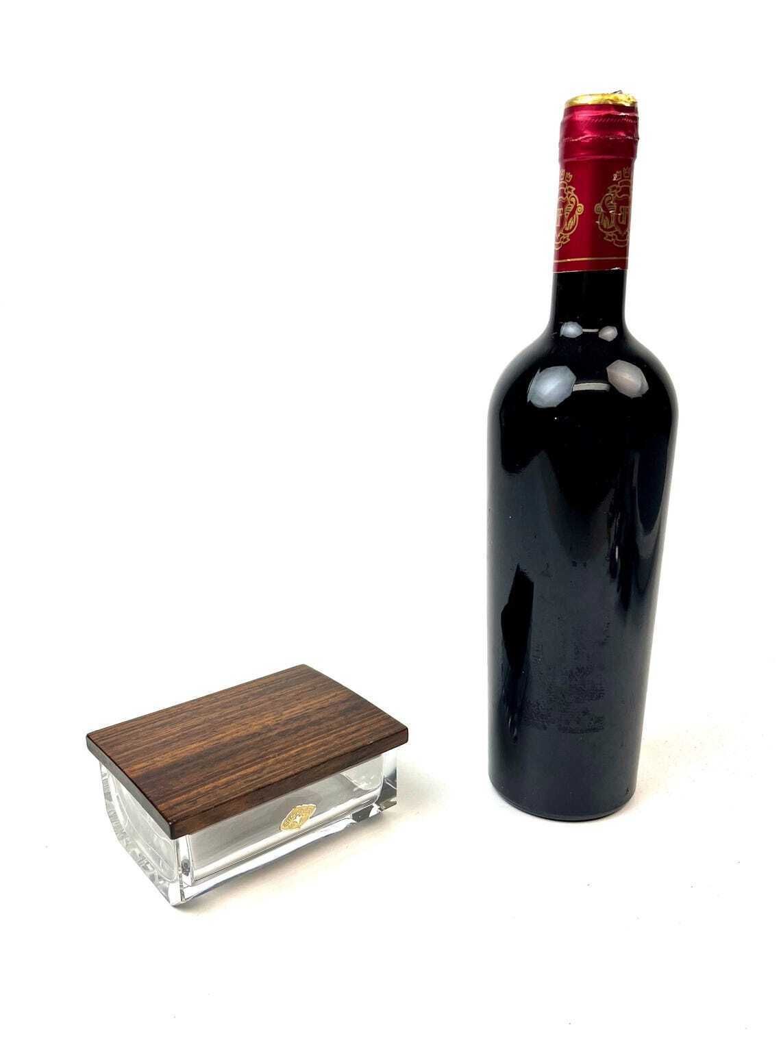 Rare Art Deco Bauhaus Cubist Crystal Glass And Rosewood Wood Jewelry Box By Josephienhütte photo buy