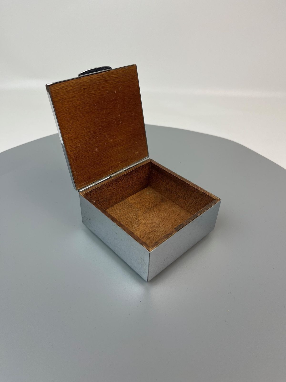 Rare Small Cubist Suprematism Enamel Bauhaus Art Deco Chrome Jewelry Box Germany 1930 photo buy