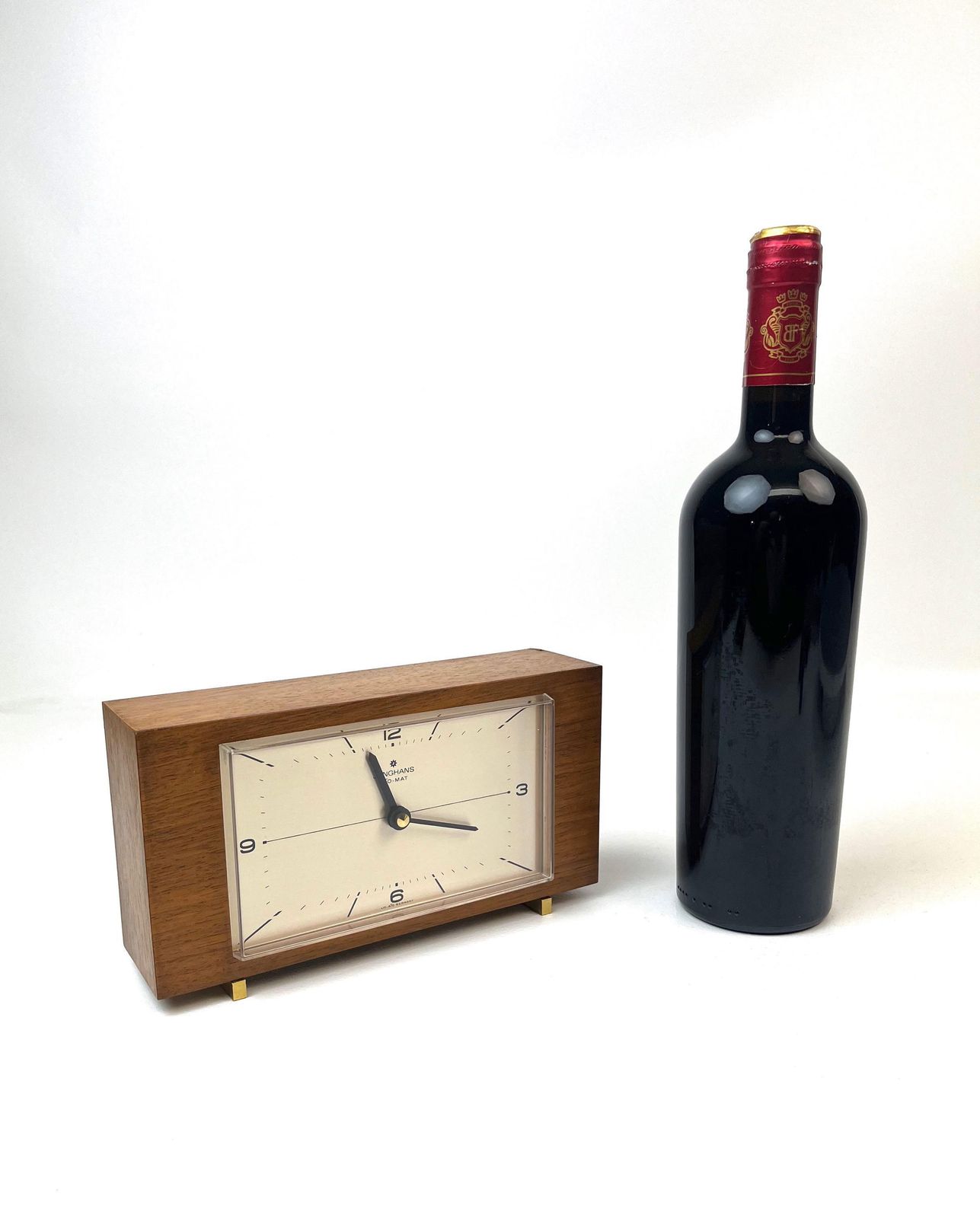 Mid-Century Teak en Messing Bureauklok van Junghans Ato Mat, Duitsland, 1960 photo buy