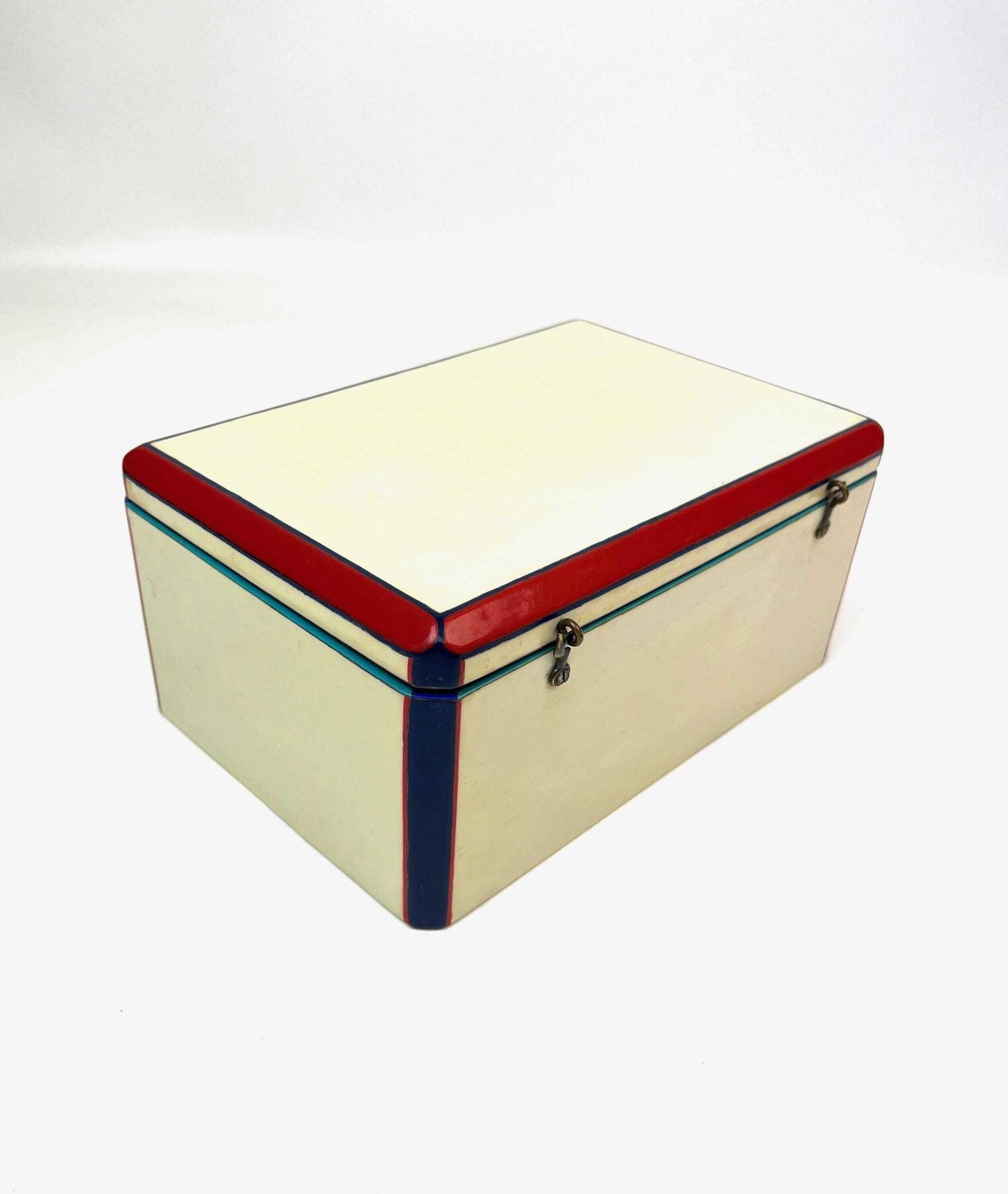 Boîte à bijoux Bauhaus Art déco en bakélite, époque Piet Mondrian
