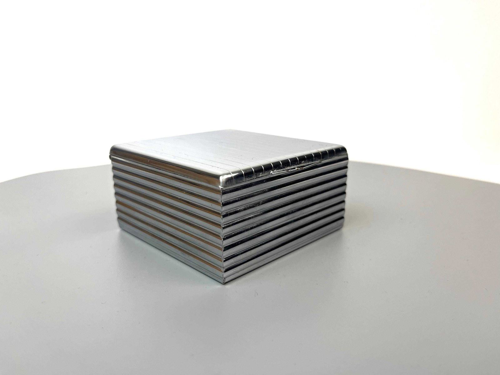 Rare Small Cubist Bauhaus Art Deco Chrome Jewelry Box Germany 1930 photo for sale