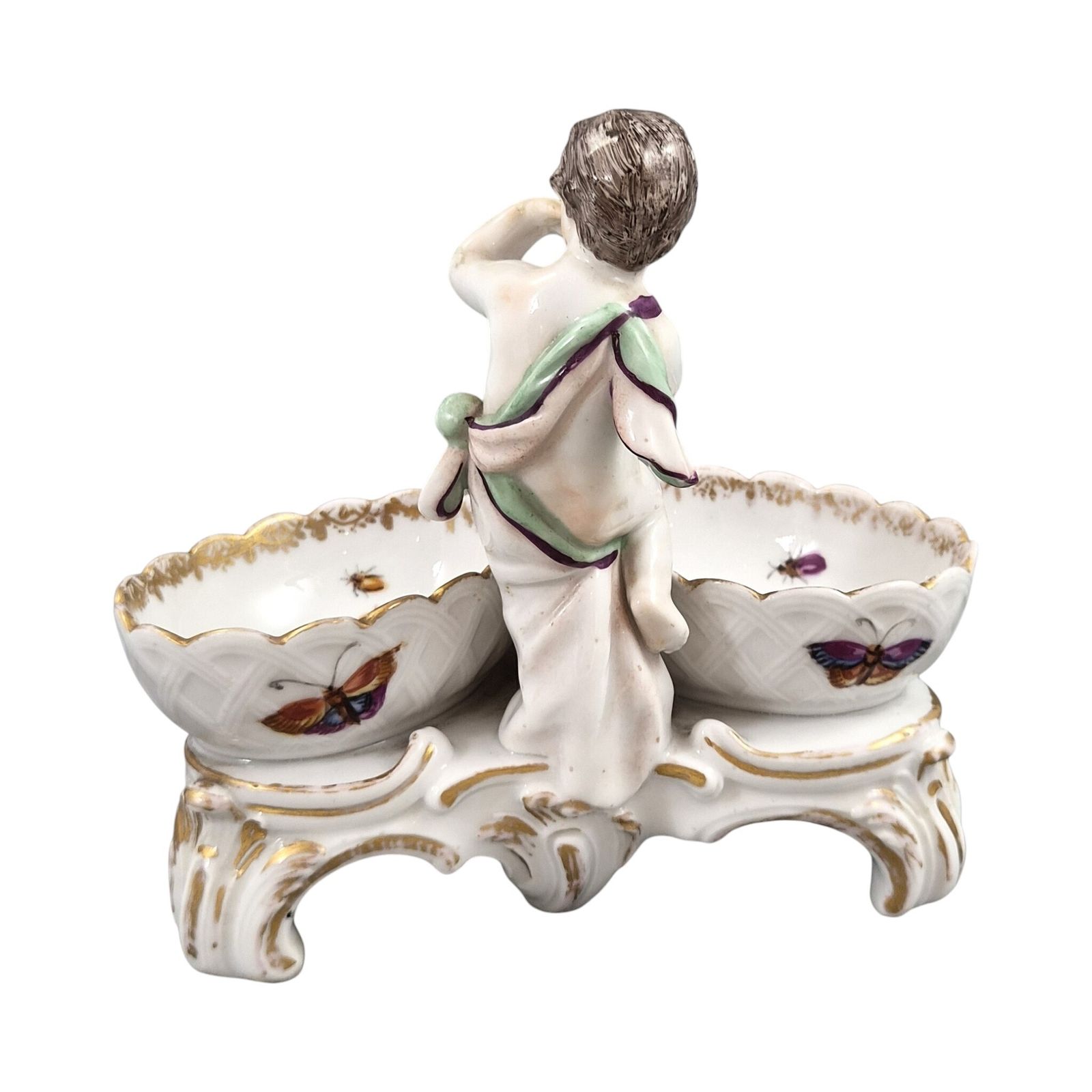 German Kpm Berlin Rococo Revival Figural Double Salt Cellar, C.1870 1890 photo Woonaccessoires