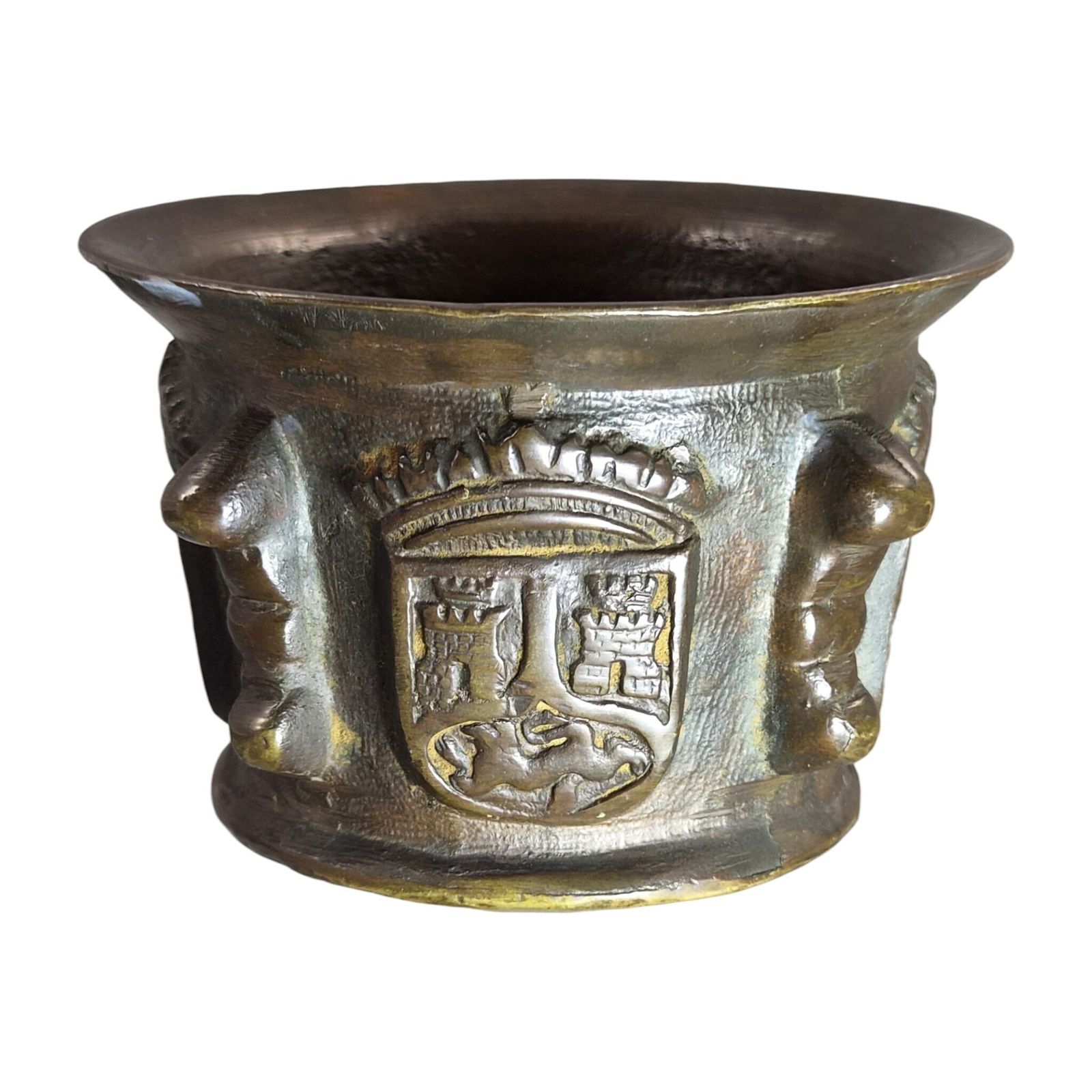 Spanish Cast Bronze Apothecary Mortar With House Of Enríquez Heraldry, C.1650 1720 photo for sale