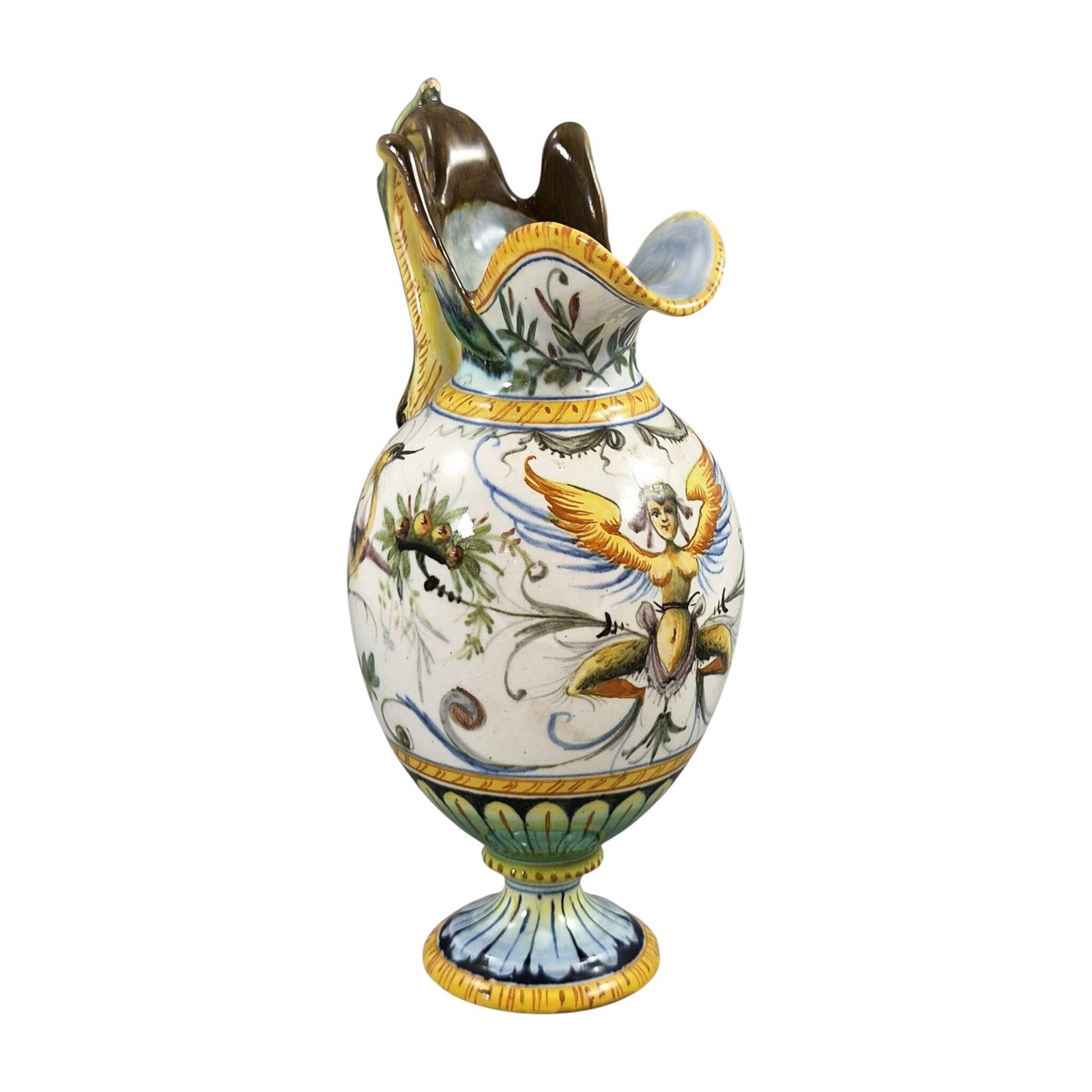 Italiaanse Cantagalli Renaissance Revival Majolica Ewer & Vase, Florence, ca. 1890 photo furniture