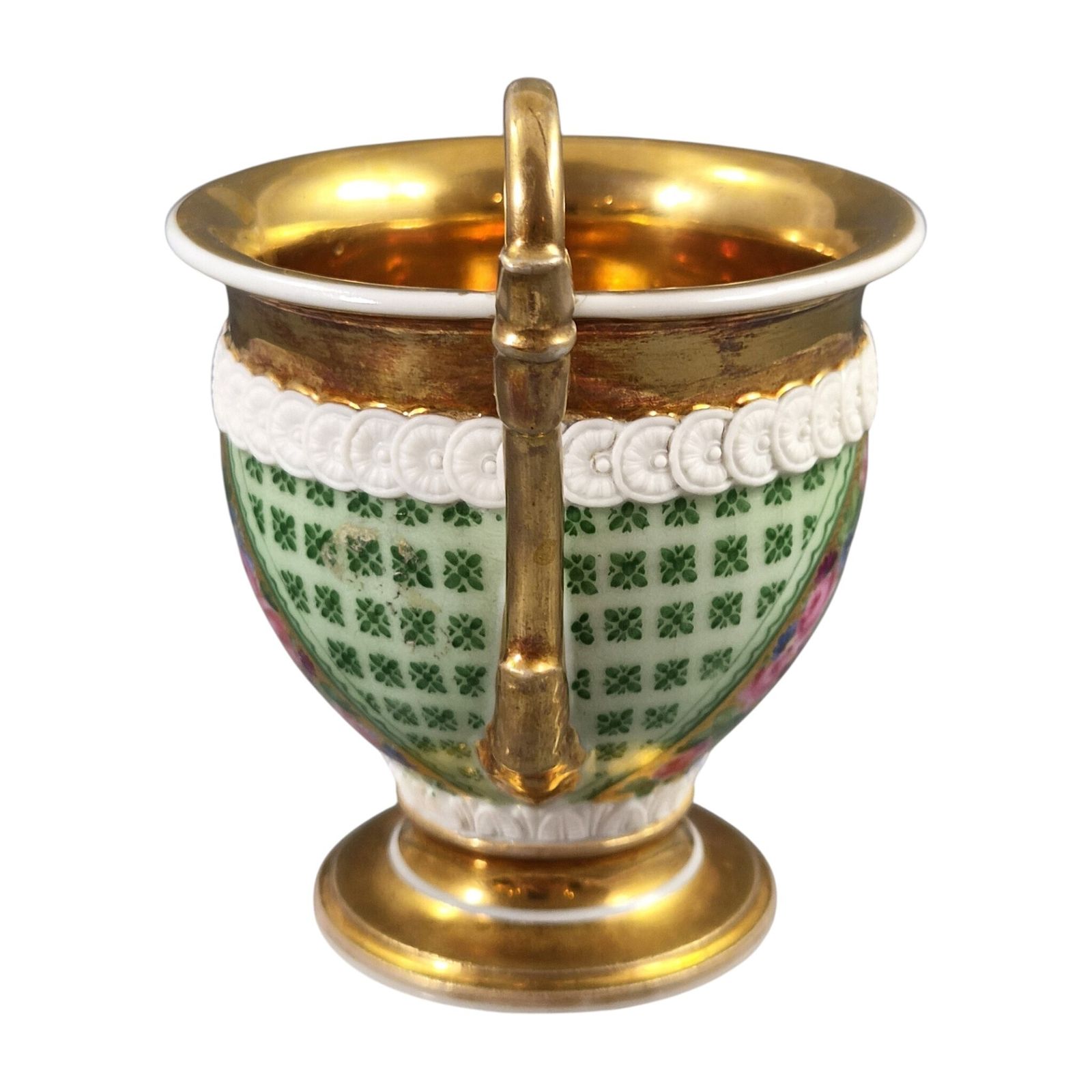 photo for sale Franse Old Paris (Vieux Paris) Kast Kop en Schotel met Biscuit Leeuwenmasker, ca. 1820