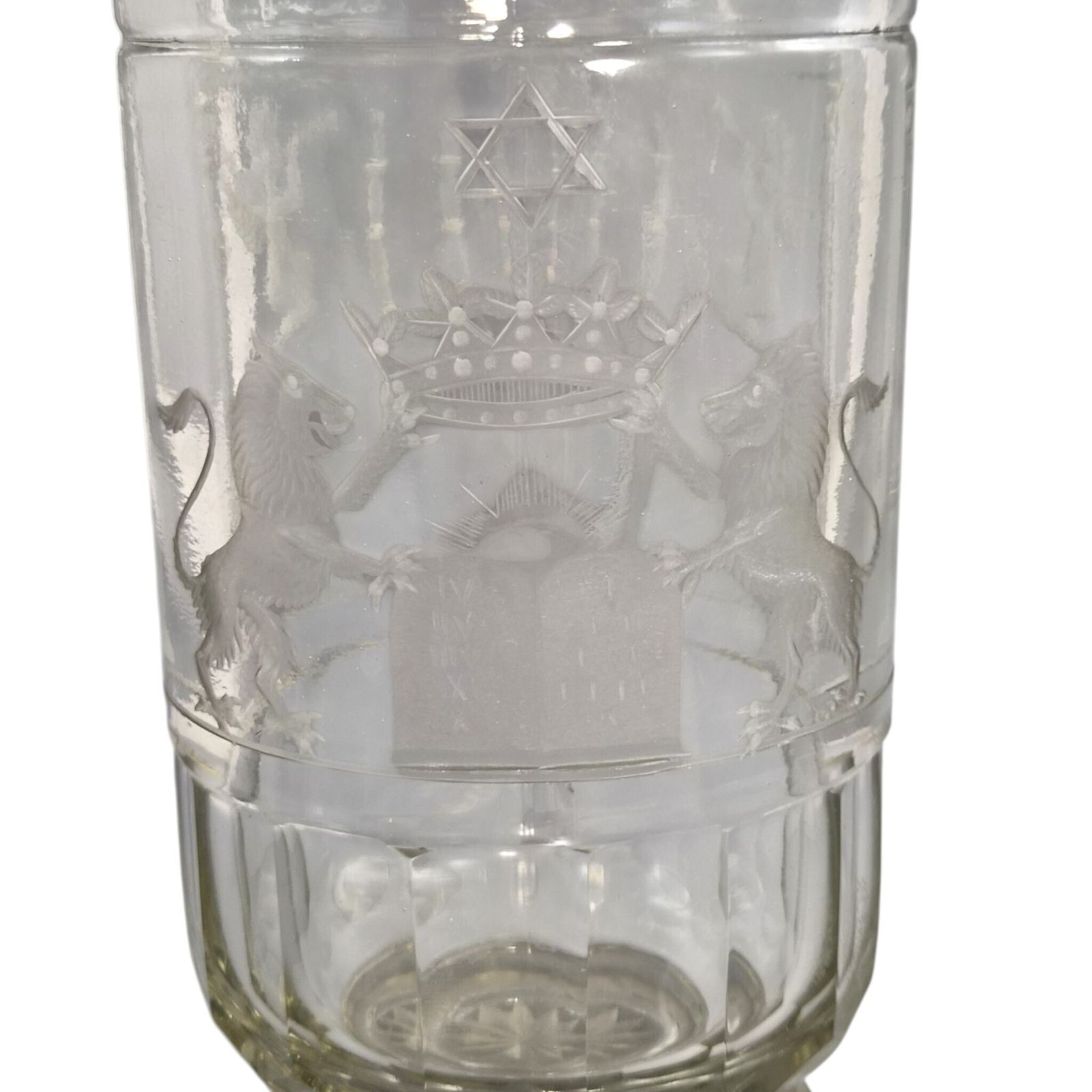 Grote Boheemse Joods-Vrijmetselaarsceremoniële Gegraveerde Glazen Beker, ca. 1850-1860 photo 15000.0