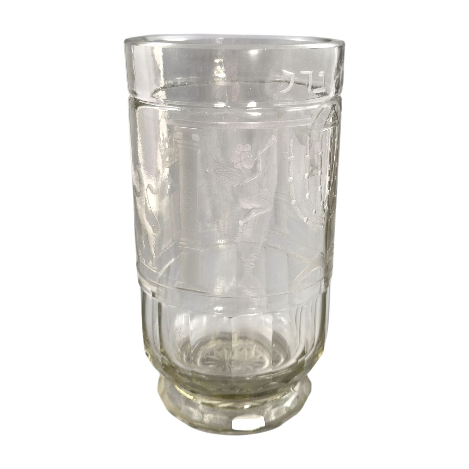 Grote Boheemse Joods-Vrijmetselaarsceremoniële Gegraveerde Glazen Beker, ca. 1850-1860 photo Woonaccessoires