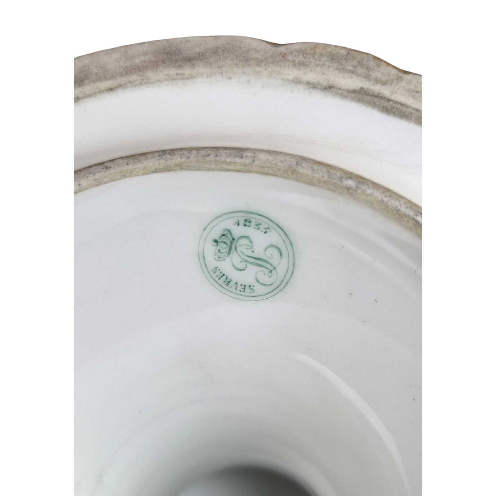 Unique 1835 Sèvres Blue Porcelain Pedestal Tazza With Montlhéry And Mont Blanc Views photo vinterior