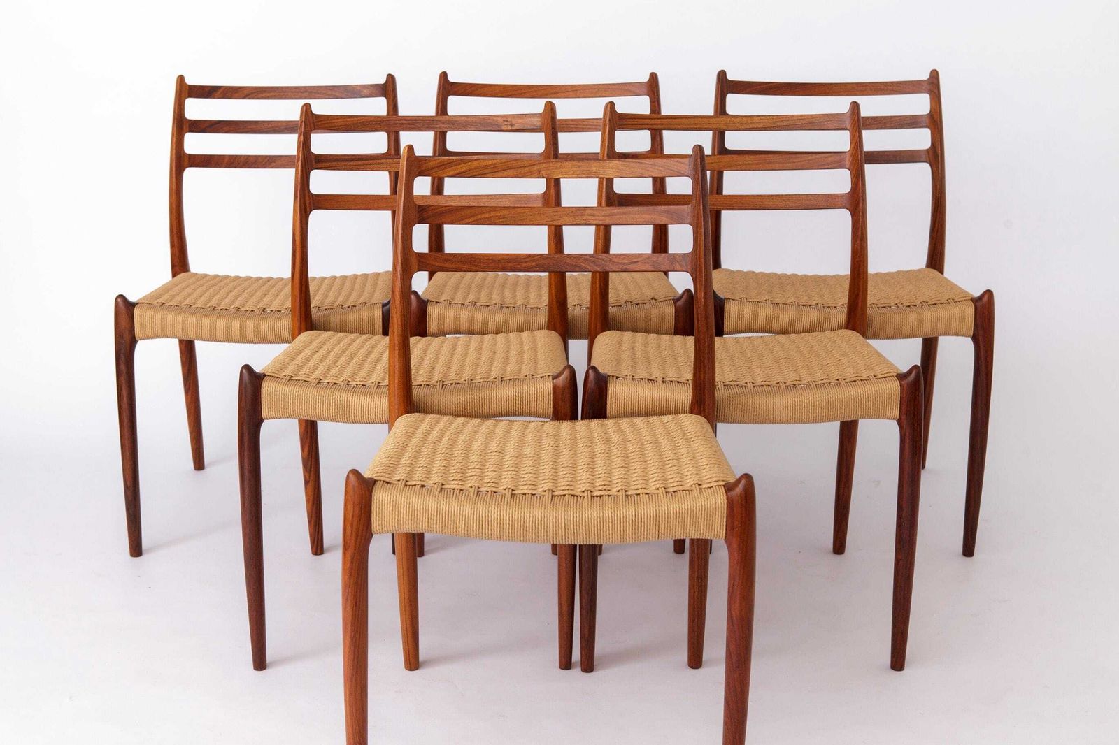 4 Of 6 Niels Otto Moller Model 78 Chairs | Rosewood | 1960s | Reupholstered.