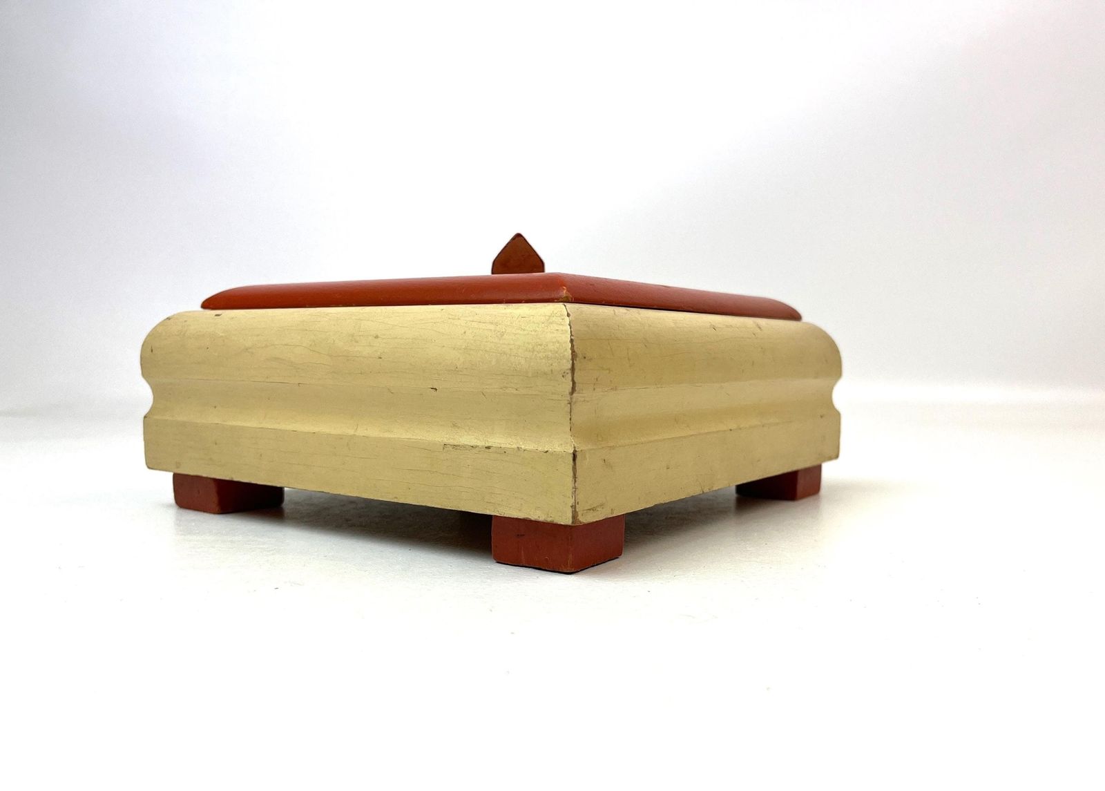 Boîte à bijoux Bauhaus De Stijl Art déco en bois, rouge et blanc, Allemagne, 1925 photo furniture