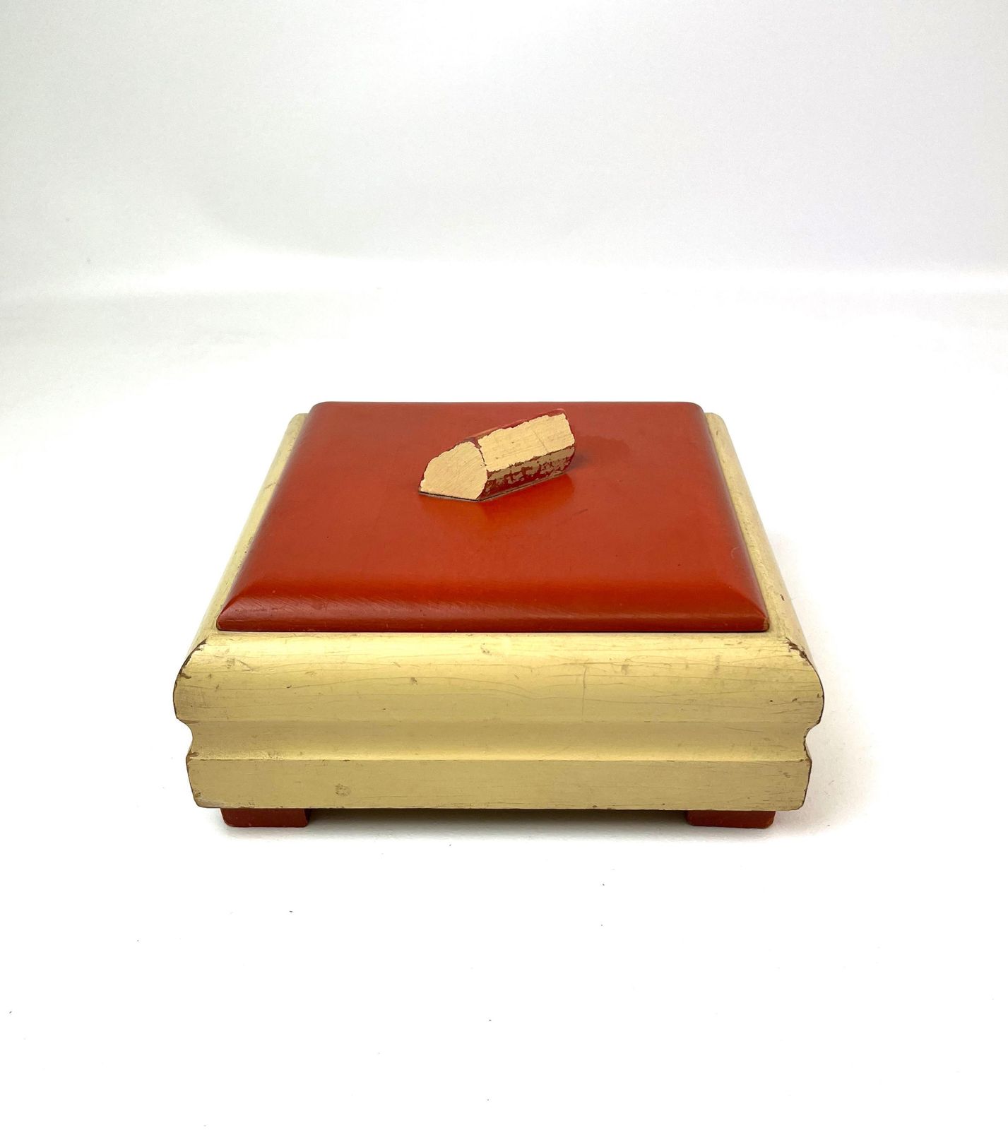 Boîte à bijoux Bauhaus De Stijl Art déco en bois, rouge et blanc, Allemagne, 1925 photo 376.0