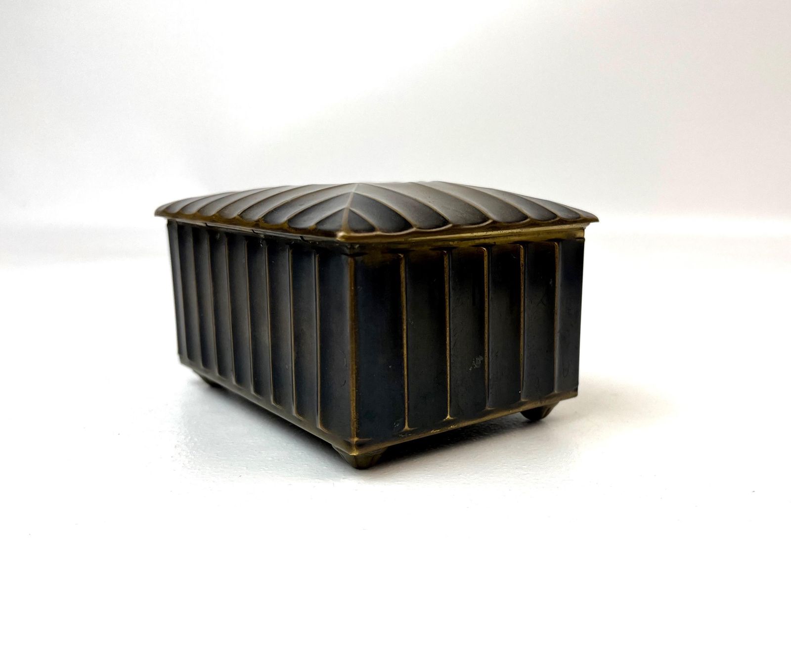 Rare Beautiful German Bauhaus Patinated Brass Art Deco Jewelry Box By Wümak photo 345.0