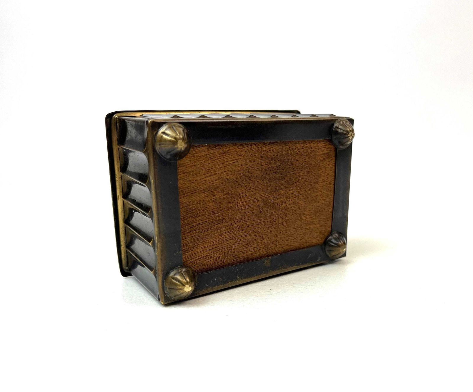 Rare Beautiful German Bauhaus Patinated Brass Art Deco Jewelry Box By Wümak photo vintage