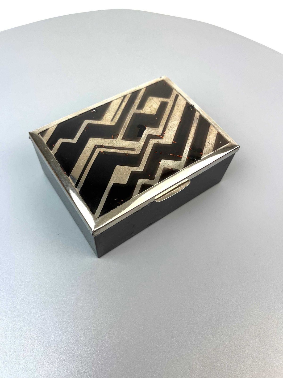 Boîte à bijoux Art déco Bauhaus cubiste en émail, Ruppel Brandt Age, Allemagne, 1925 photo for sale