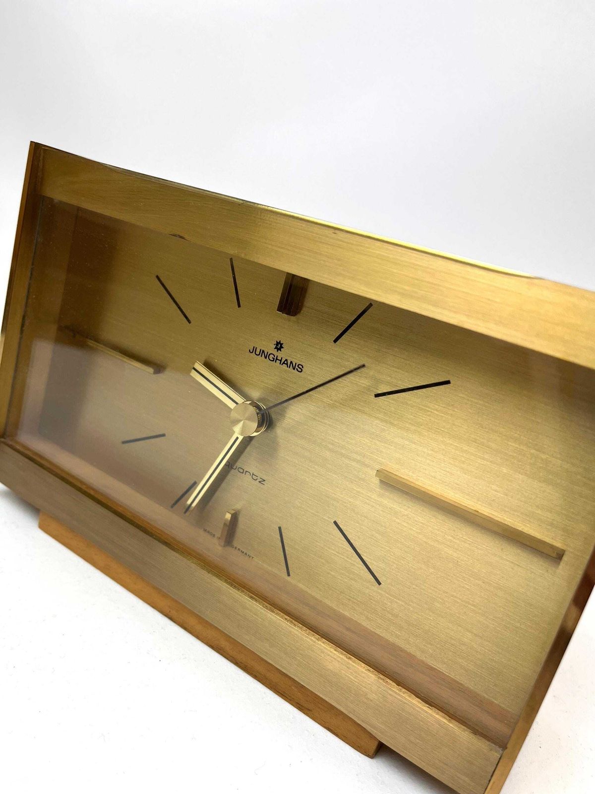 Mid-Century Messing Bureauklok van Junghans, Hollywood Regency, Duitsland, 1960 photo 430.0