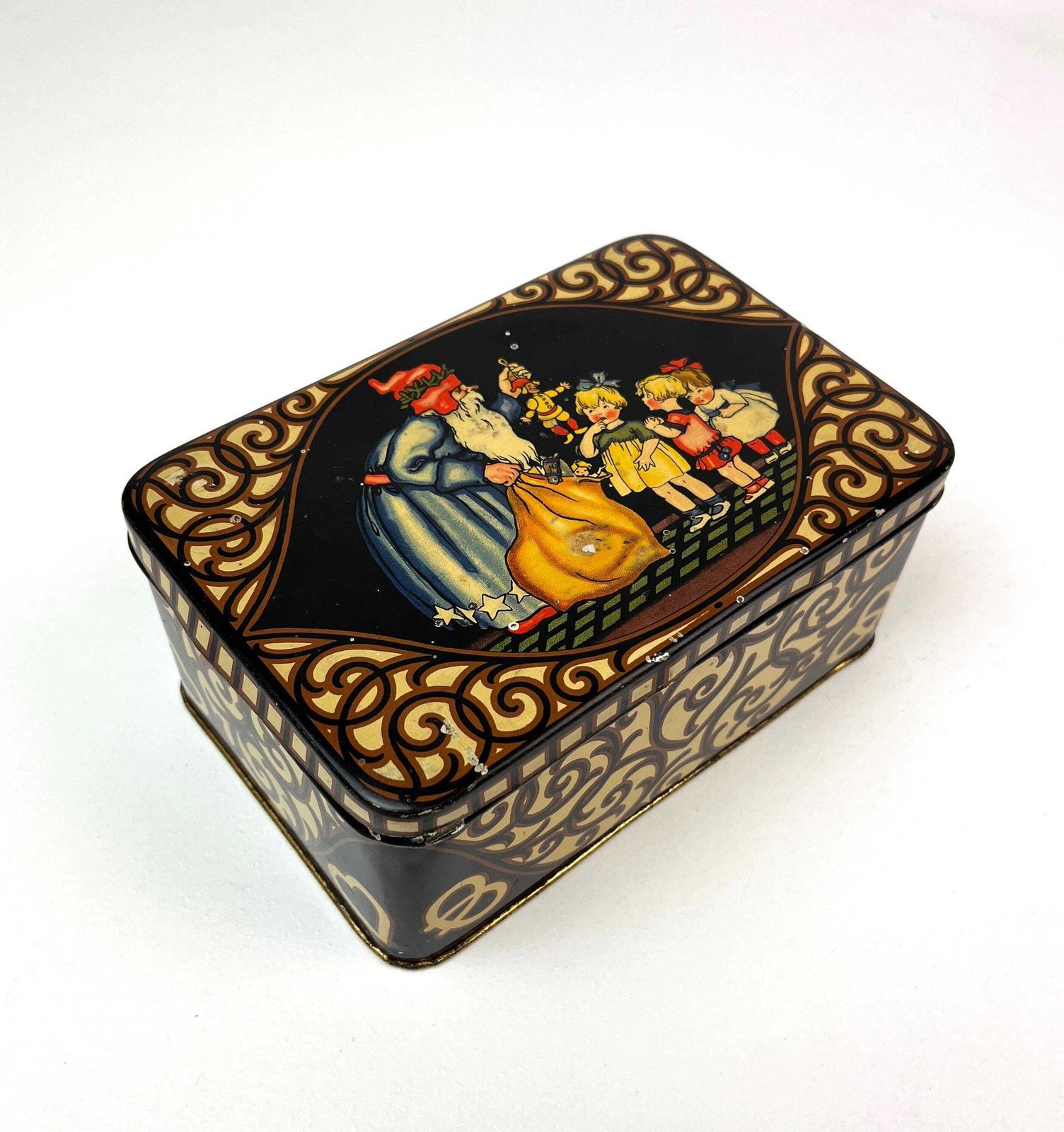 Boîte en fer-blanc Art déco Père Noël, Allemagne, 1930