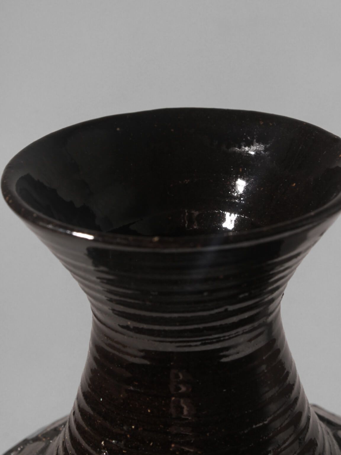 Mid Century Ethnic Brown Ceramic Vase, Signed photo for sale