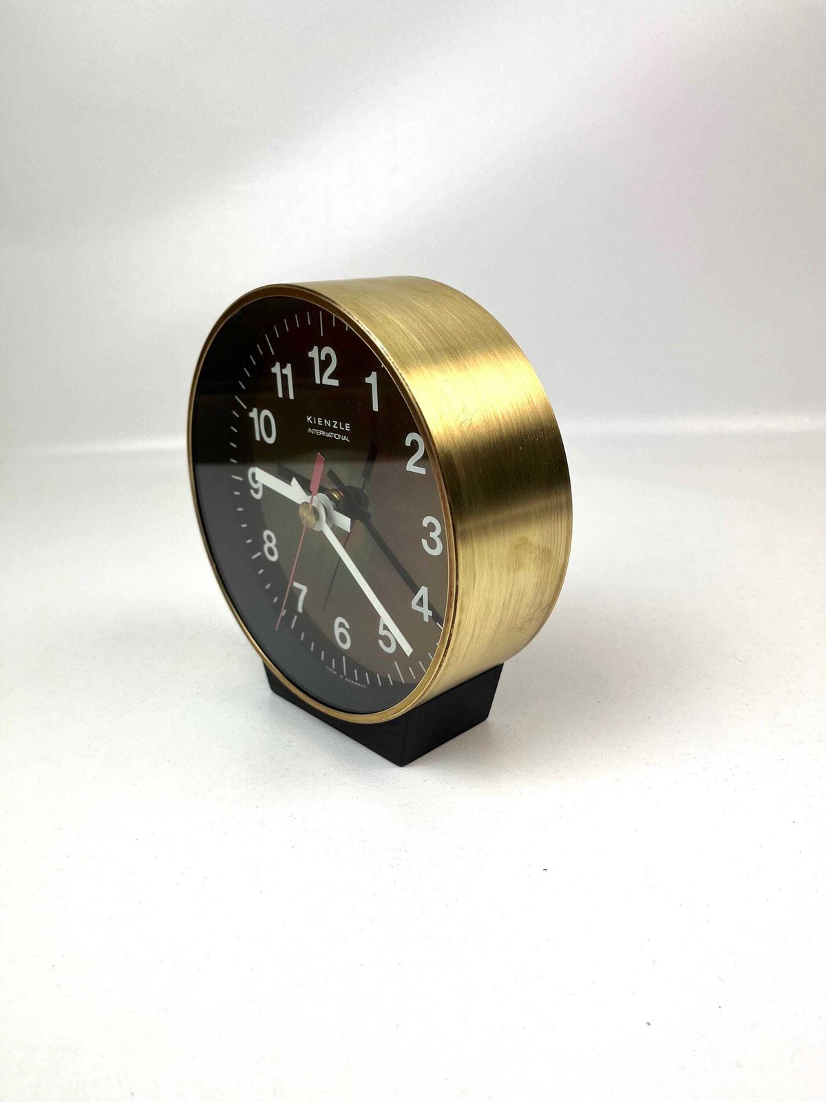 Rare Mid Century Round Brass Desk Clock By Kienzle International Germany 1960 photo Home Decor