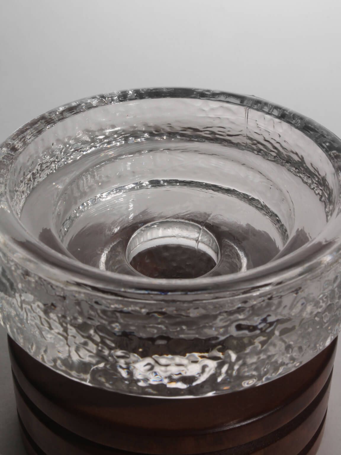 Harry N. Boström Crystal Glass And Wood Candle Holder, For Bo Ström, 1960s photo furniture